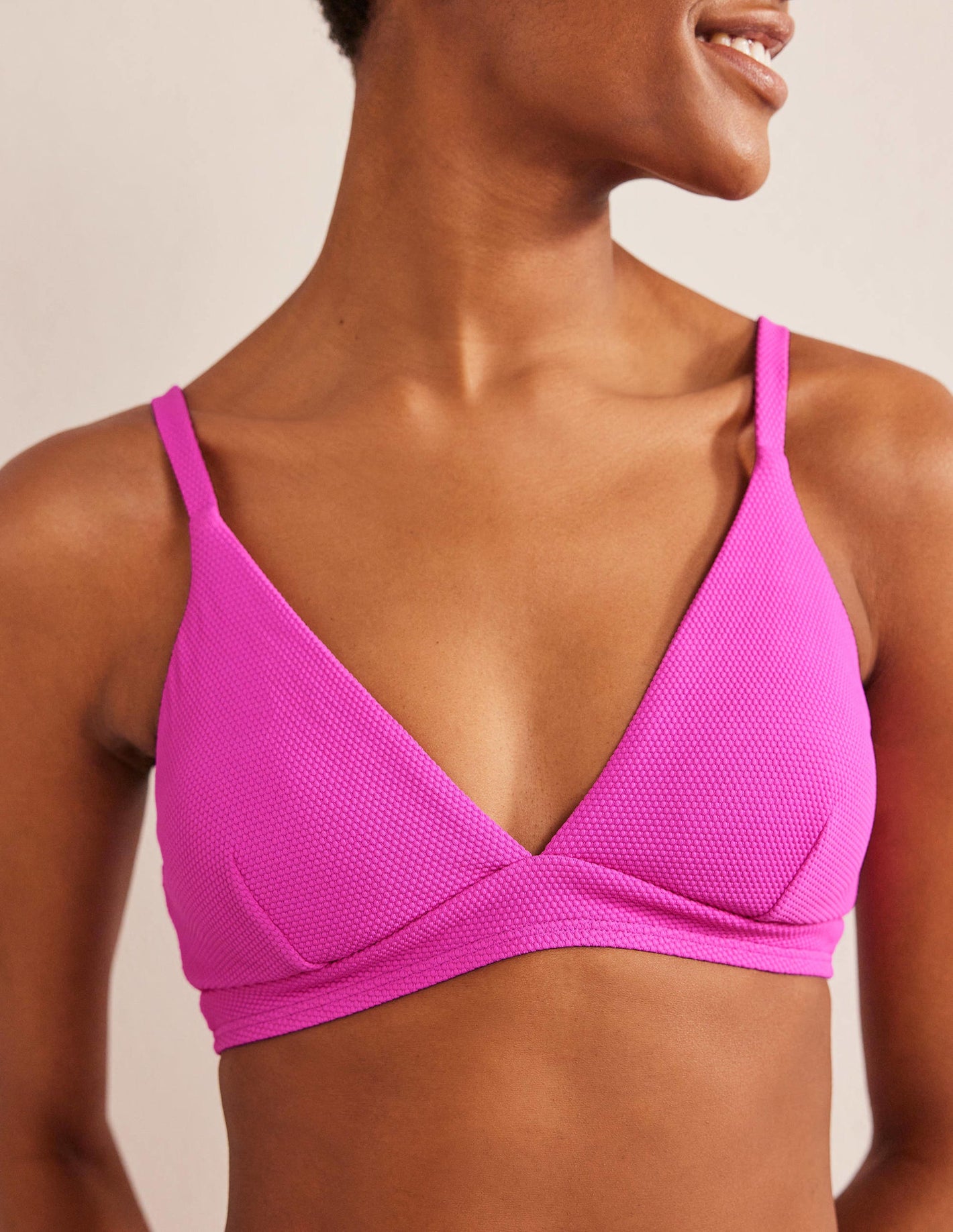 Arezzo V-neck Bikini Top-Amazing Pink Texture