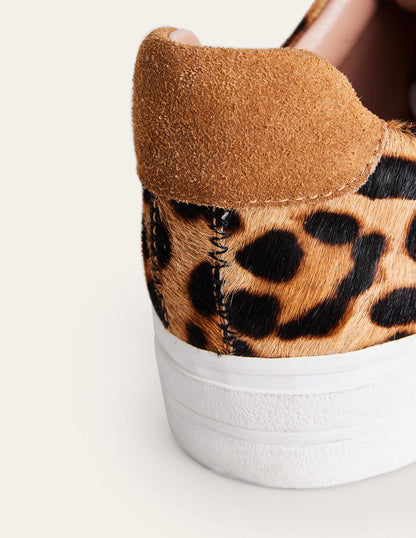 Leather Flatform Sneakers-Leopard