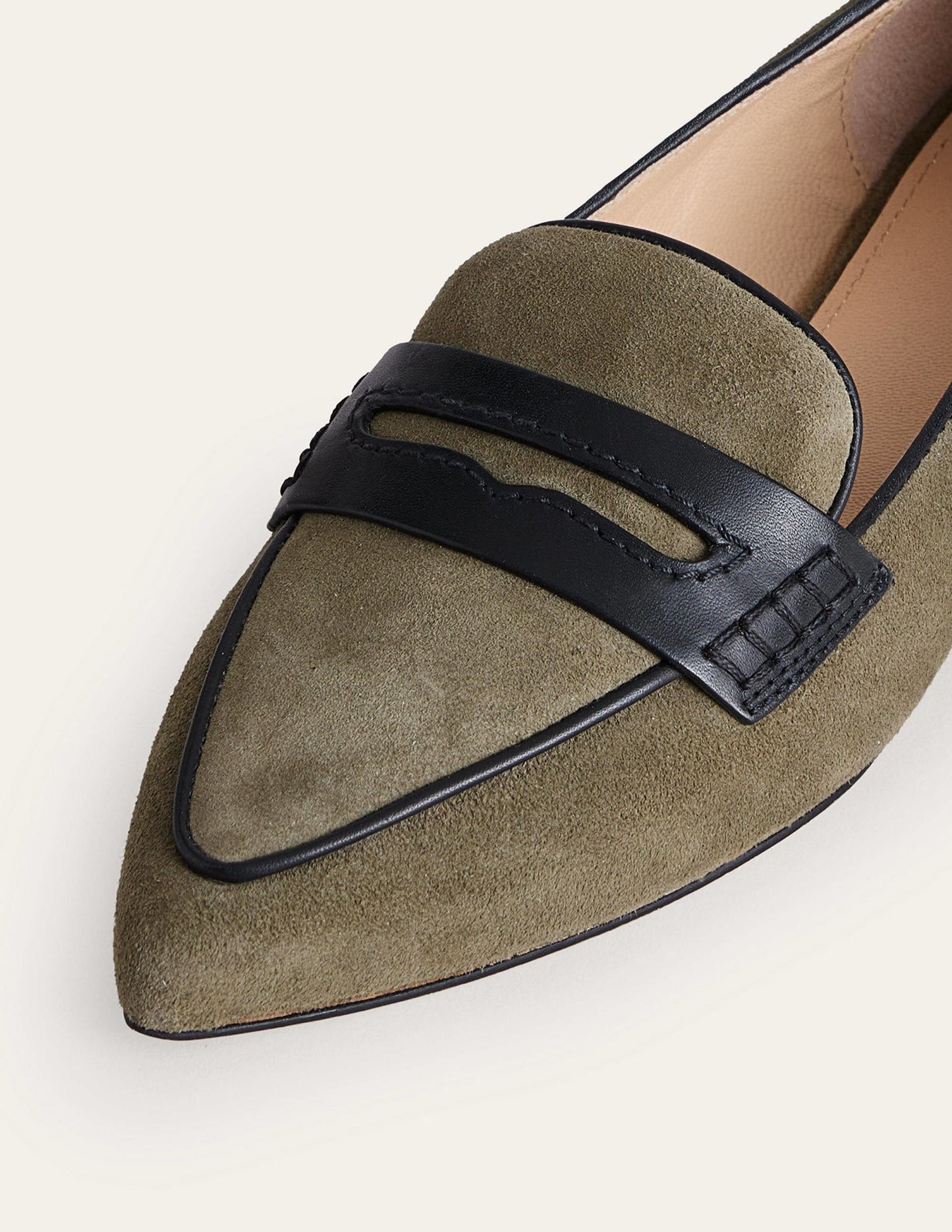 Pointed Loafers-Deep Olive Kid Suede