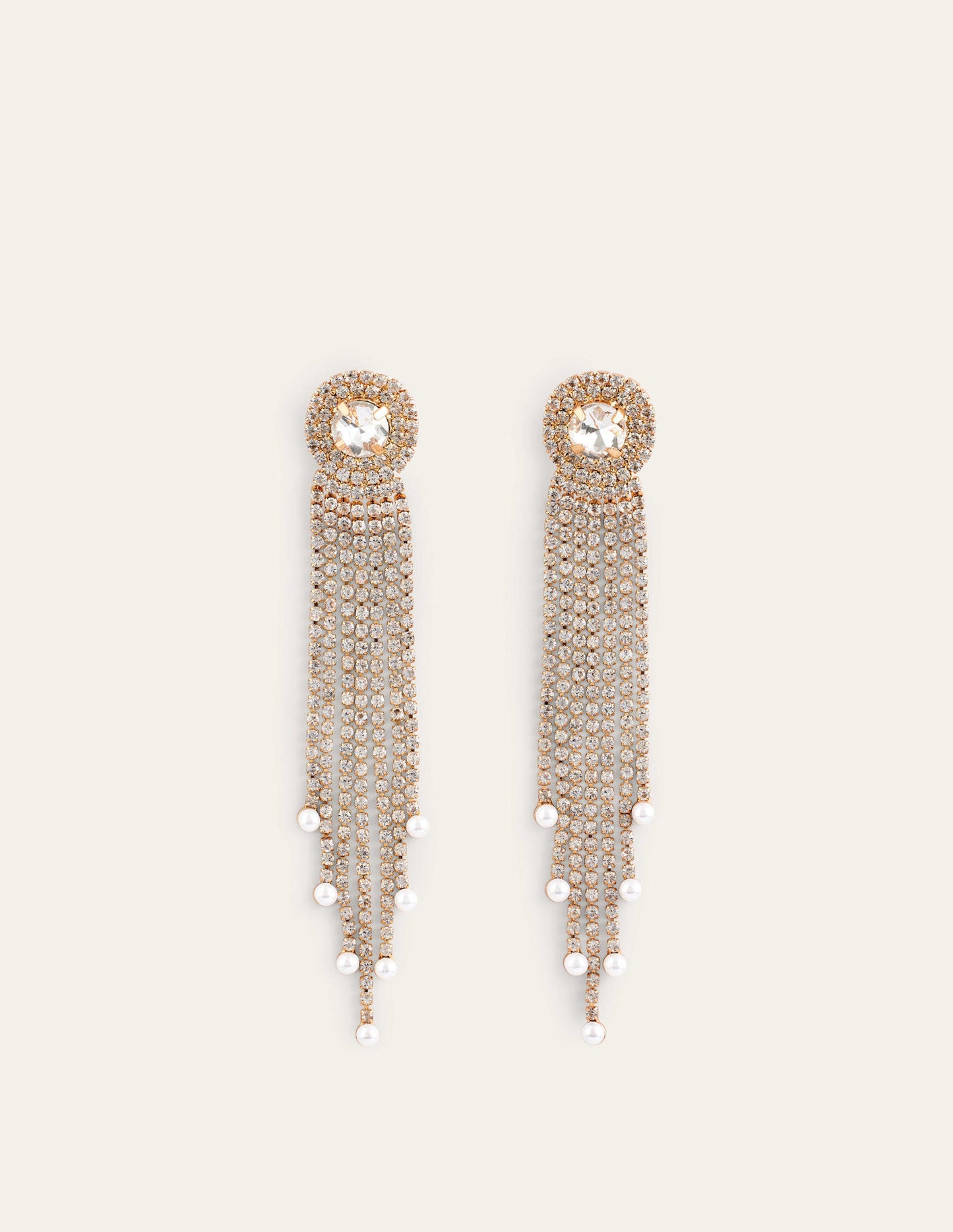 Jewelled Fringe Earrings-Silver