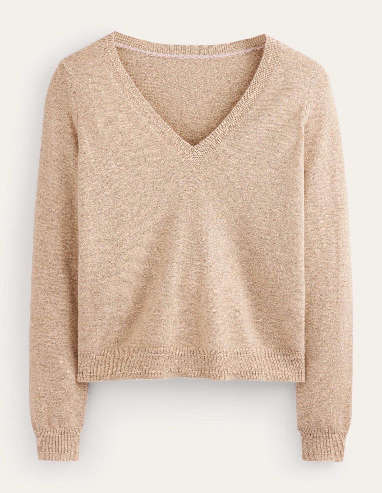 Eva Cashmere V-Neck Sweater-Chinchilla Melange