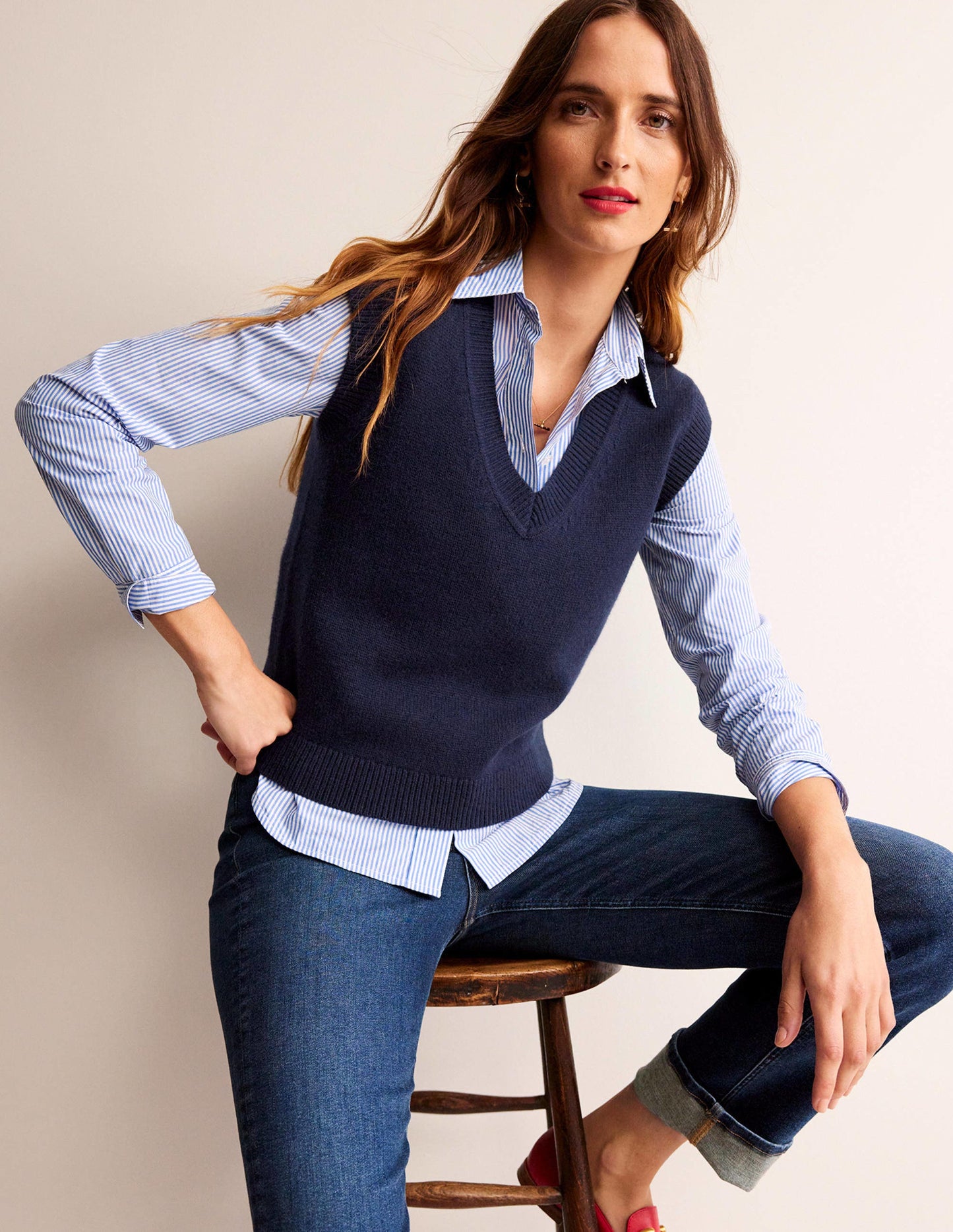 Olivia Merino Vest-Navy