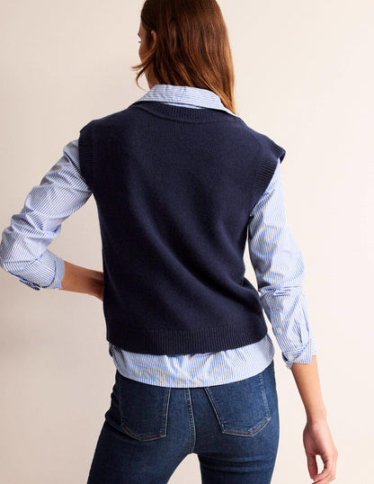 Olivia Merino Vest-Navy