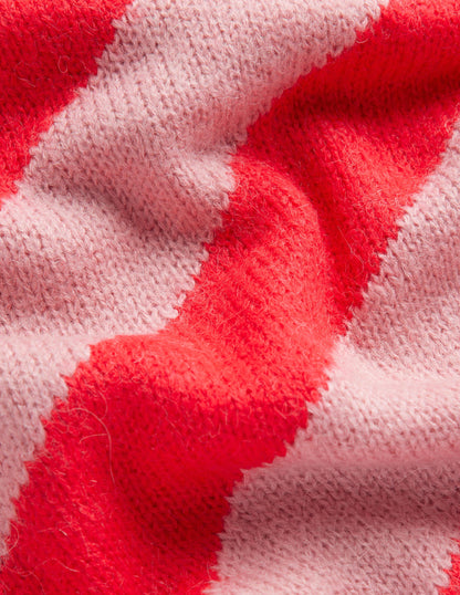 Fluffy Diagonal Stripe Sweater-Pink and Orange Stripe