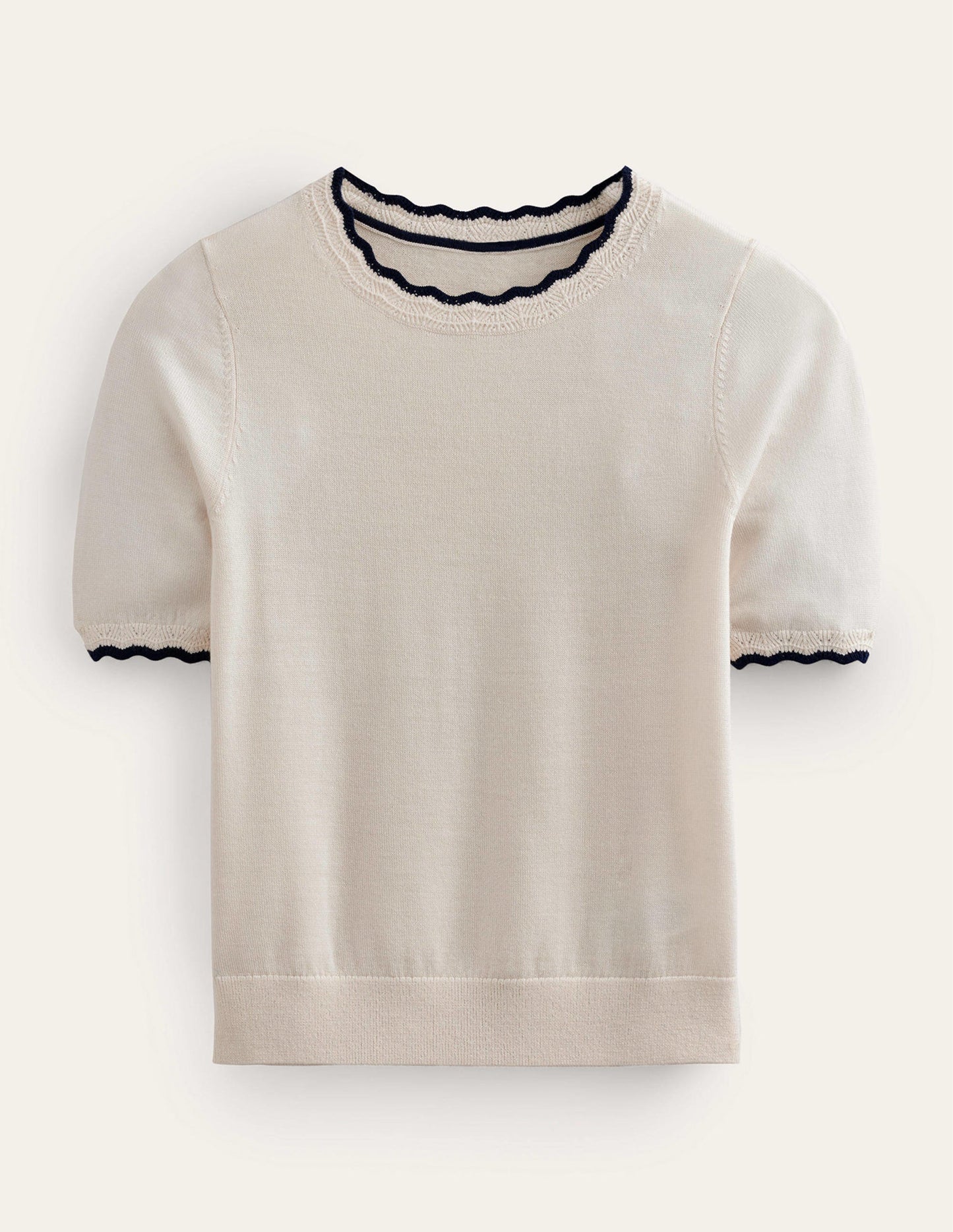 Merino Scalloped T-shirt-Warm Ivory