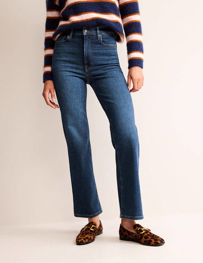 High Rise True Straight Jeans-Indigo