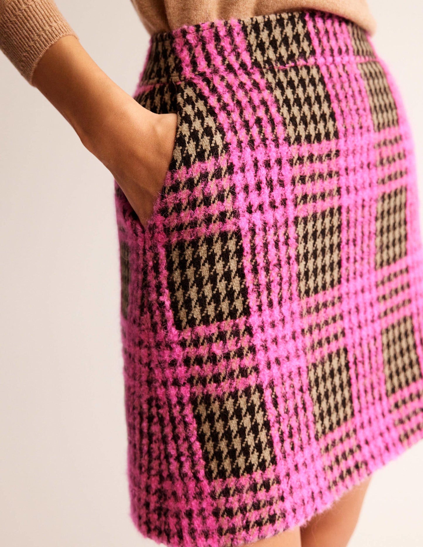 Estella Check Skirt-Neon Pink Check