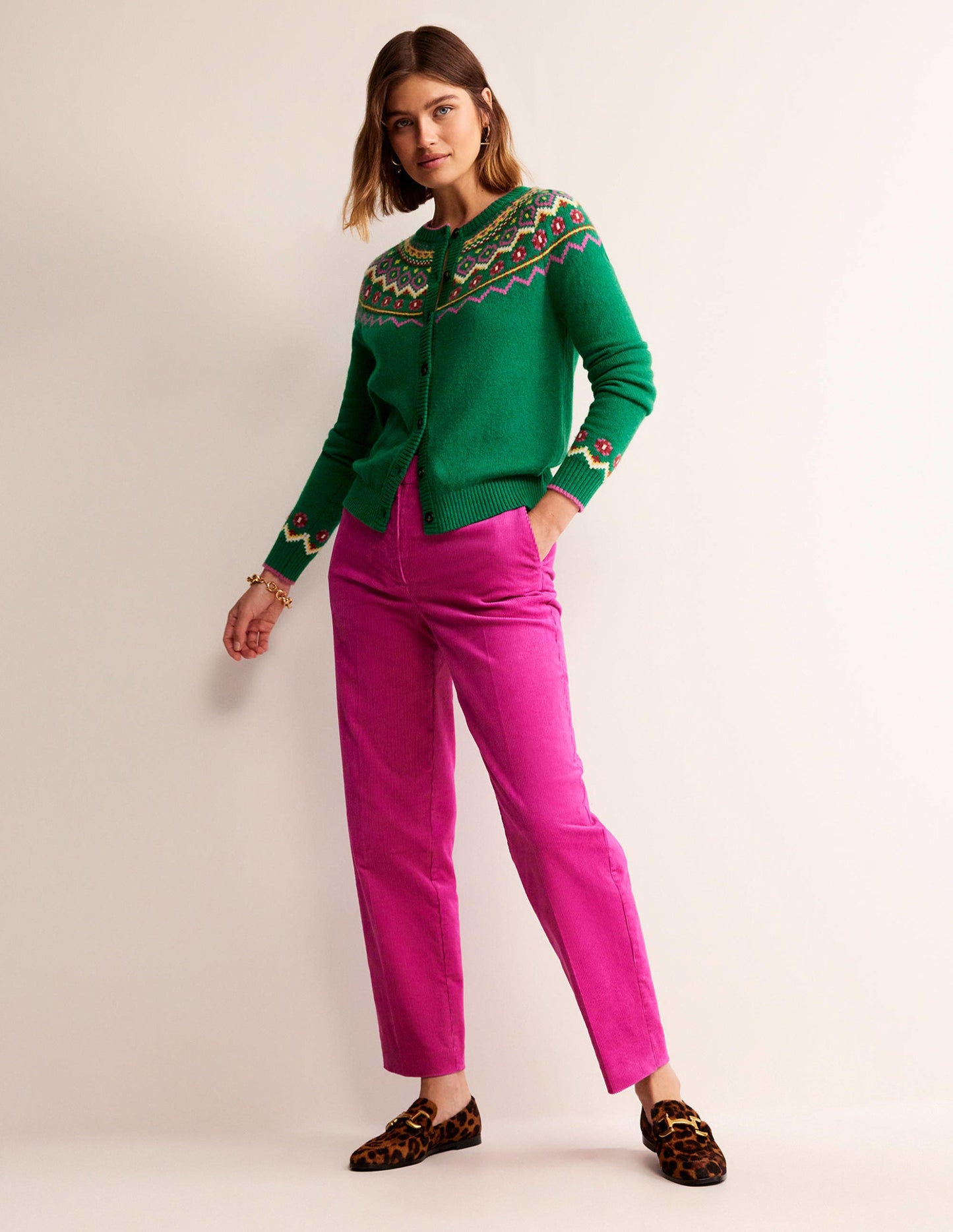 Kew Cord Pants-Magenta