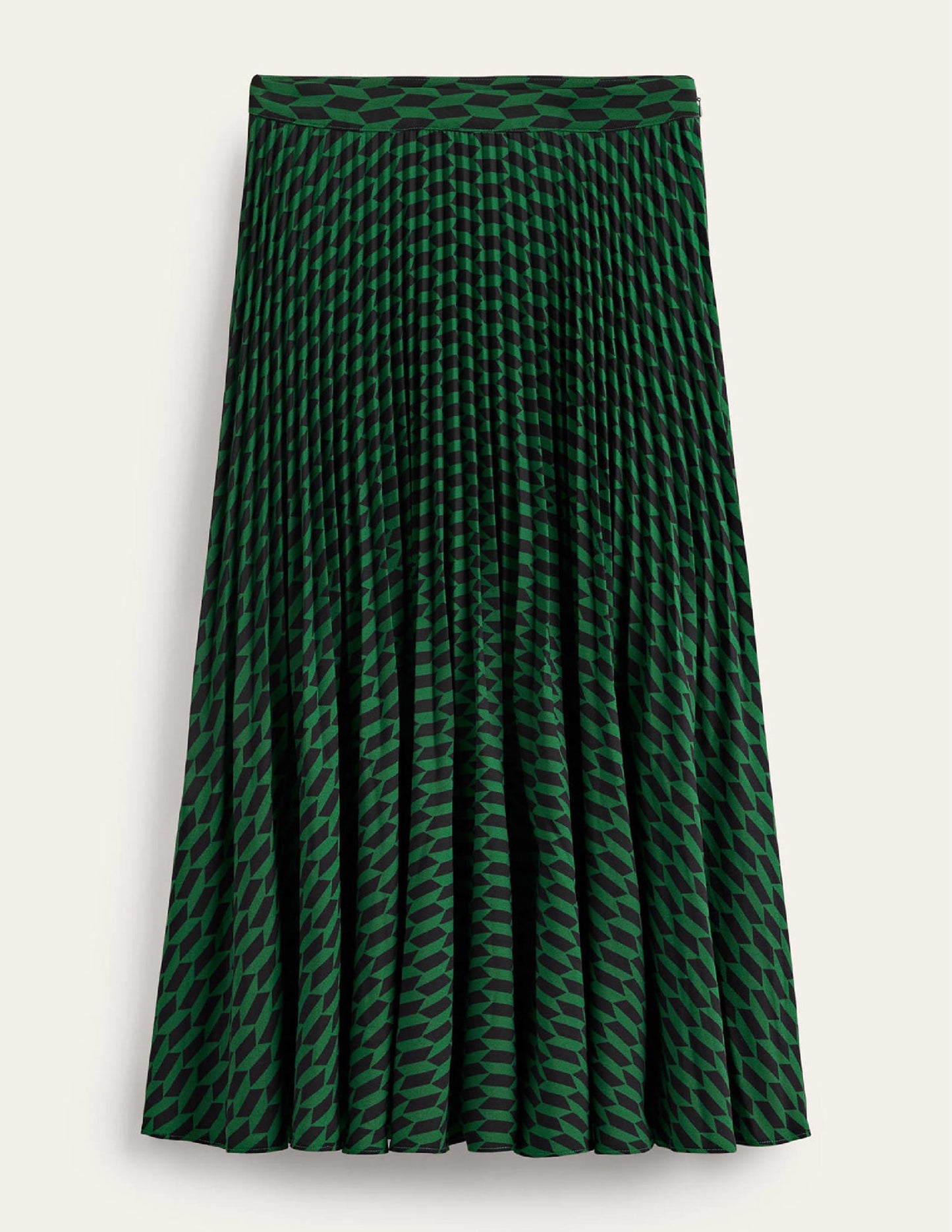 Pleated Midi Skirt-Bright Green, Terrace Geo