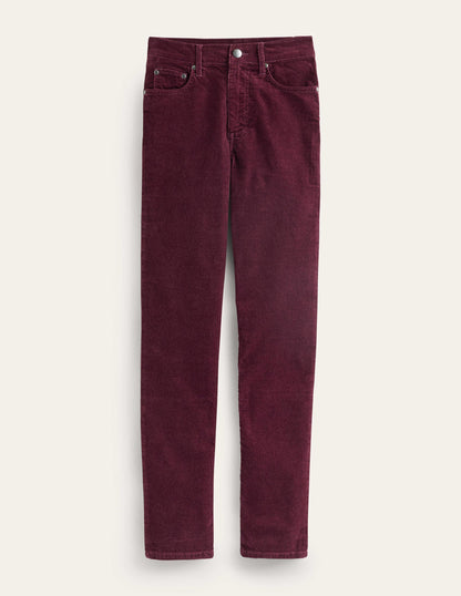 5 Pocket Cord Slim Jeans-Dark Burgundy