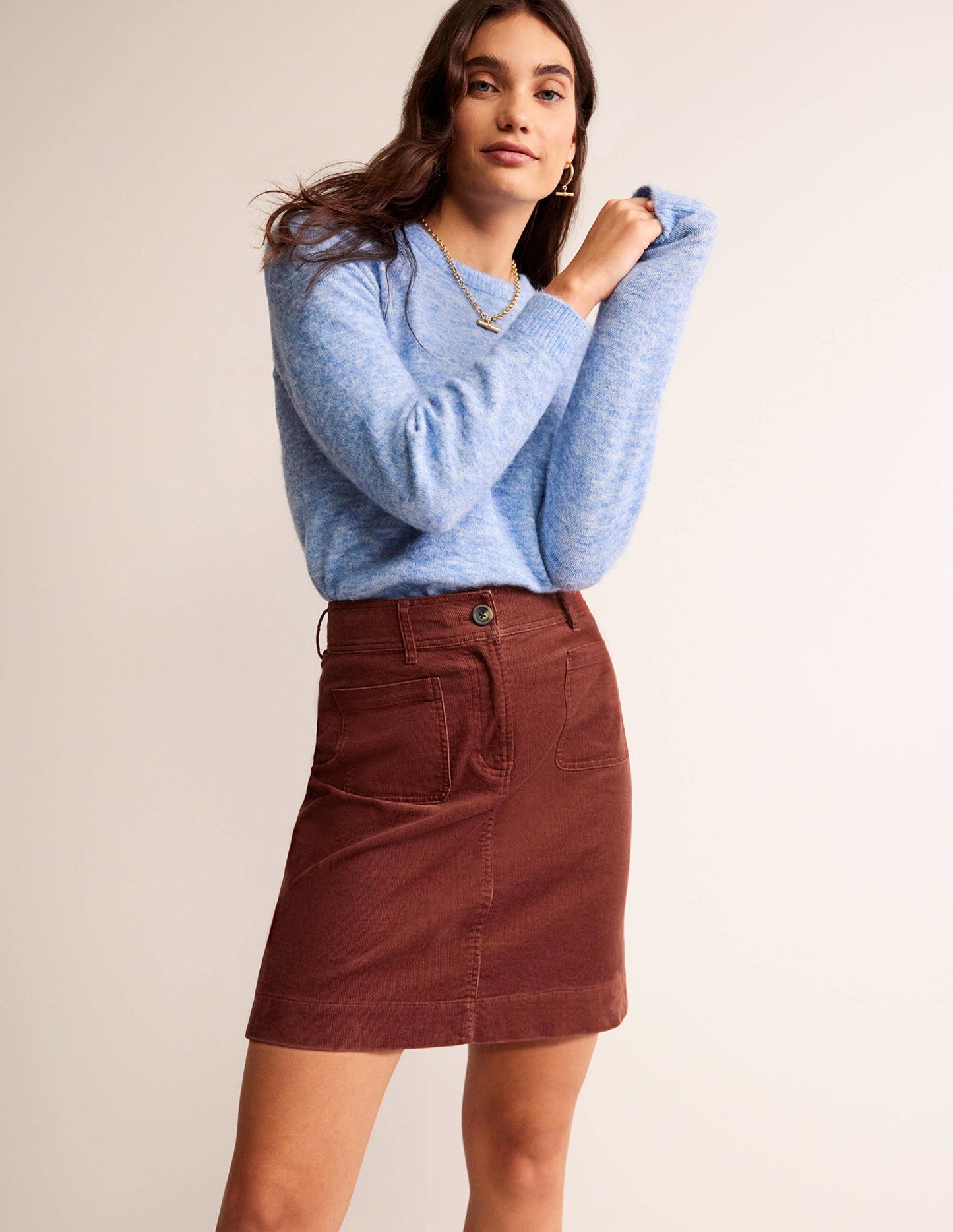 Estella Cord Skirt-Red Oak