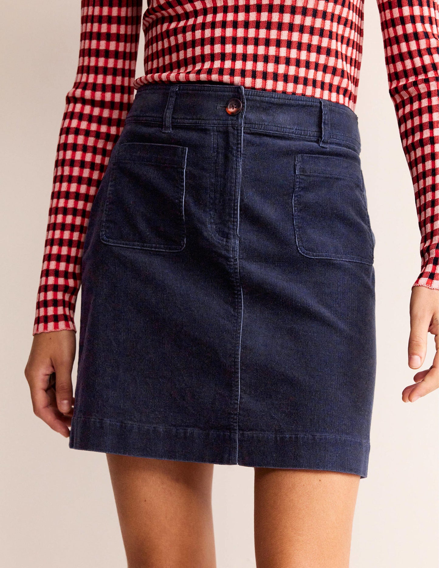 Estella Cord Skirt-Navy