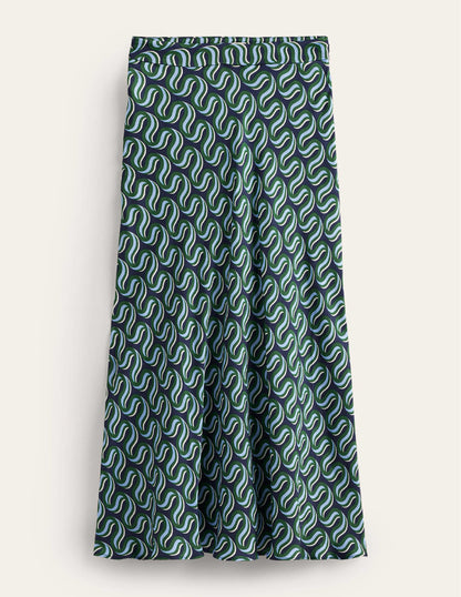 Cecelia Midi Skirt-Amazon Green, Ribbon Wave