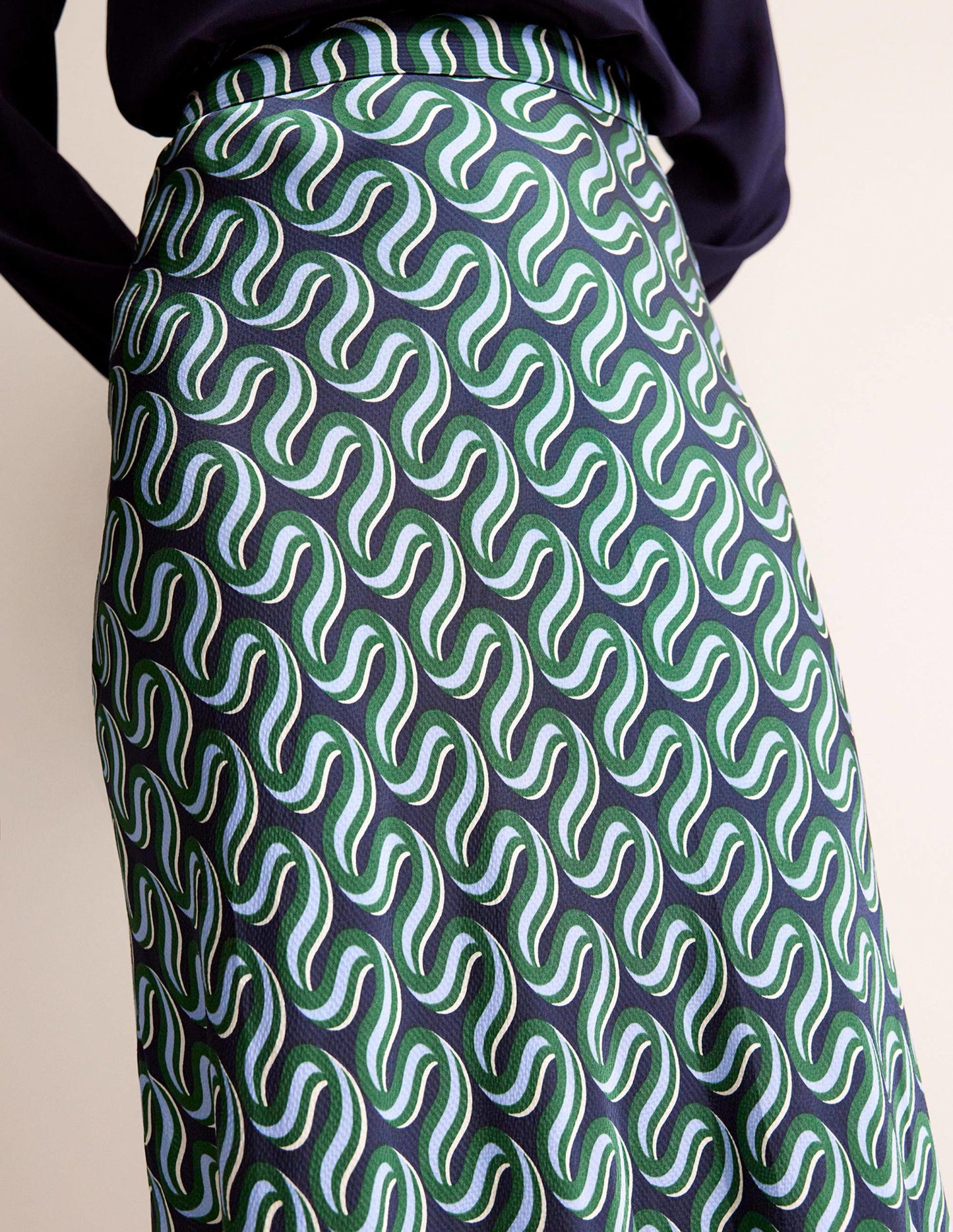 Cecelia Midi Skirt-Amazon Green, Ribbon Wave