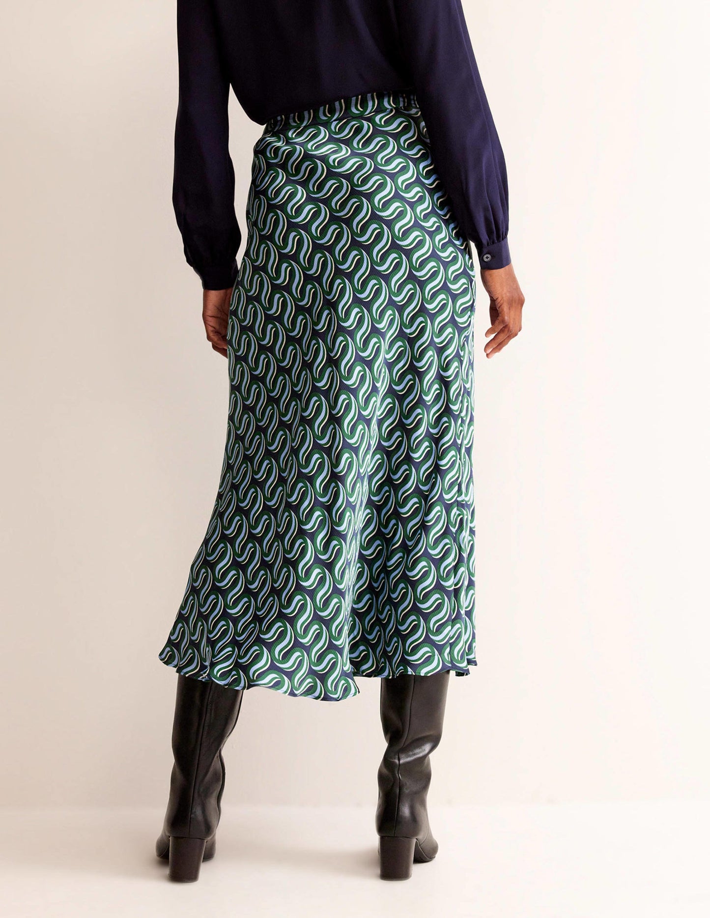 Cecelia Midi Skirt-Amazon Green, Ribbon Wave