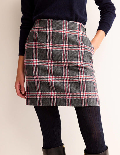 Estella Tweed Mini Skirt-Charcoal Check