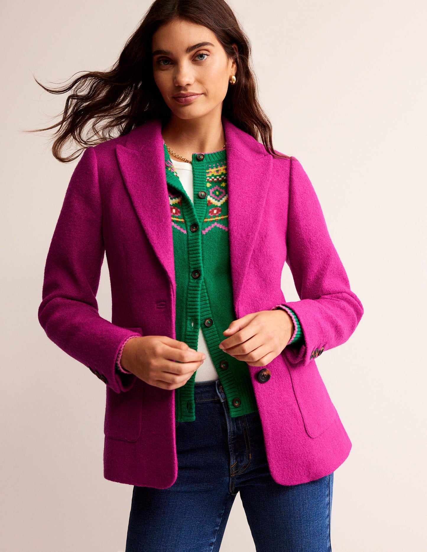 The Marylebone Textured Blazer-Magenta