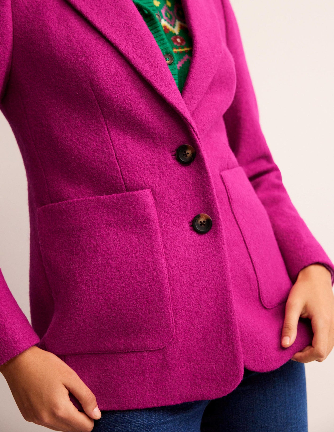 The Marylebone Textured Blazer-Magenta