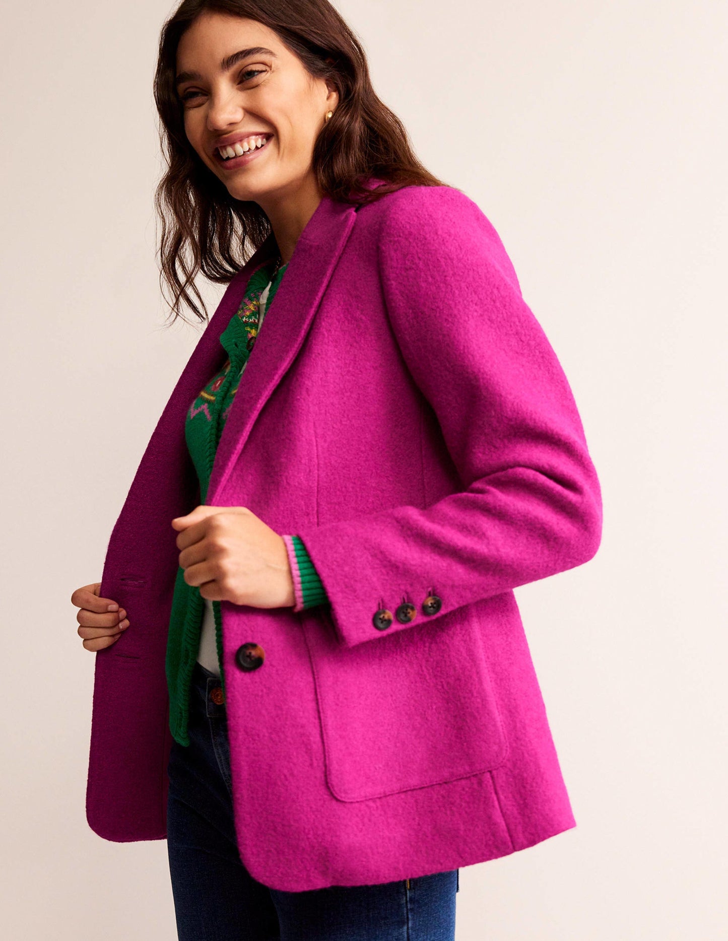 The Marylebone Textured Blazer-Magenta