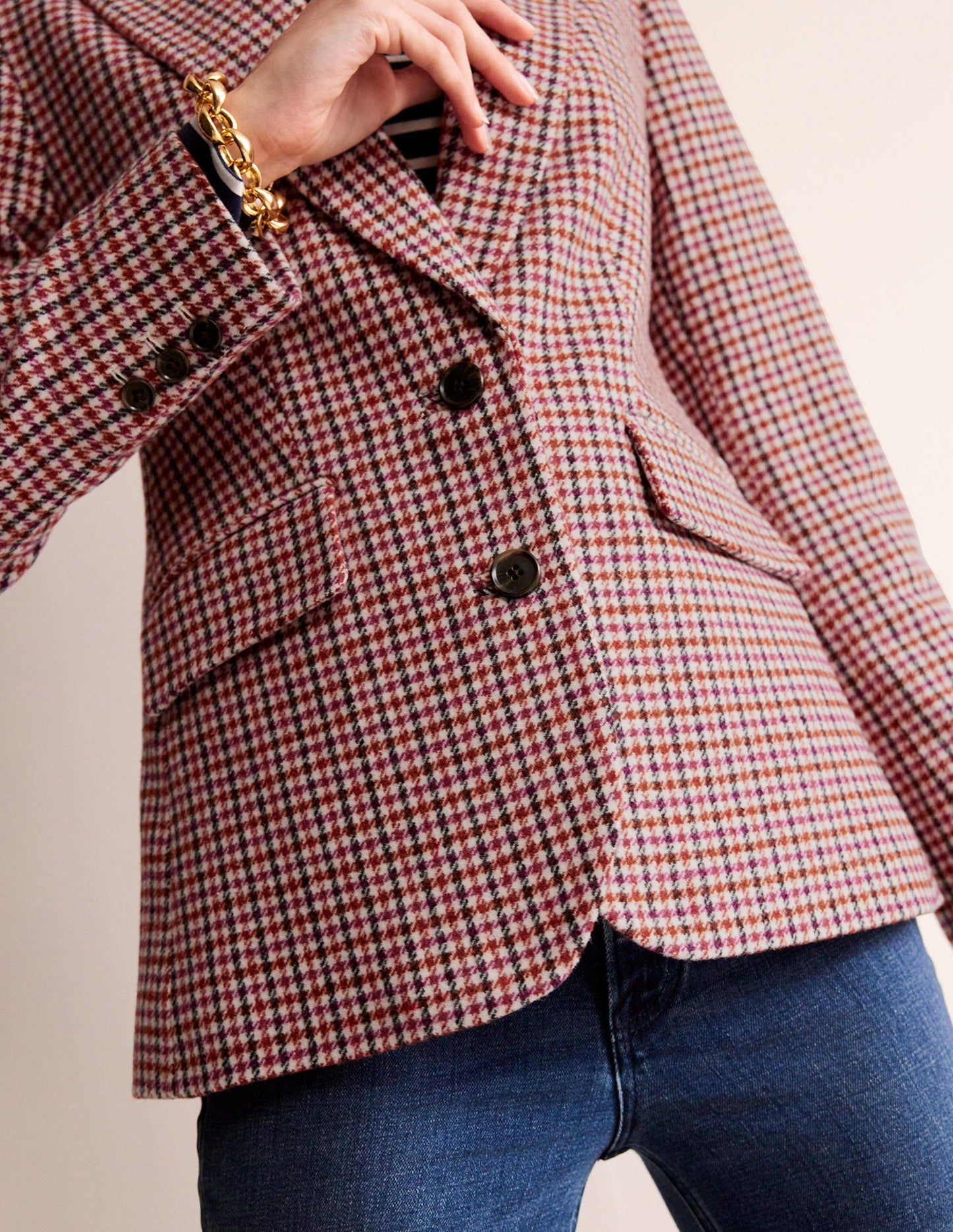 Marylebone Checked Blazer-Berry Drawn Check