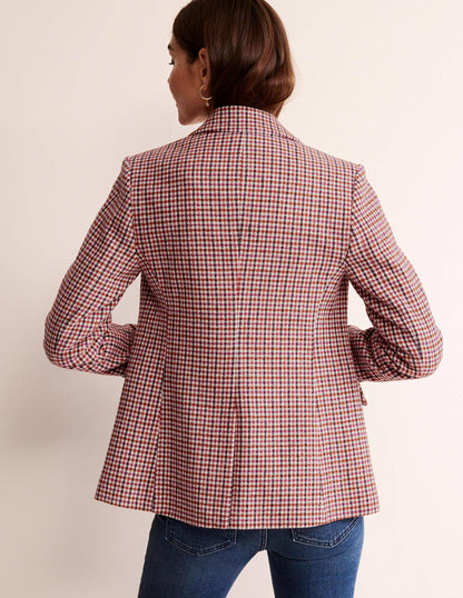 Marylebone Checked Blazer-Berry Drawn Check