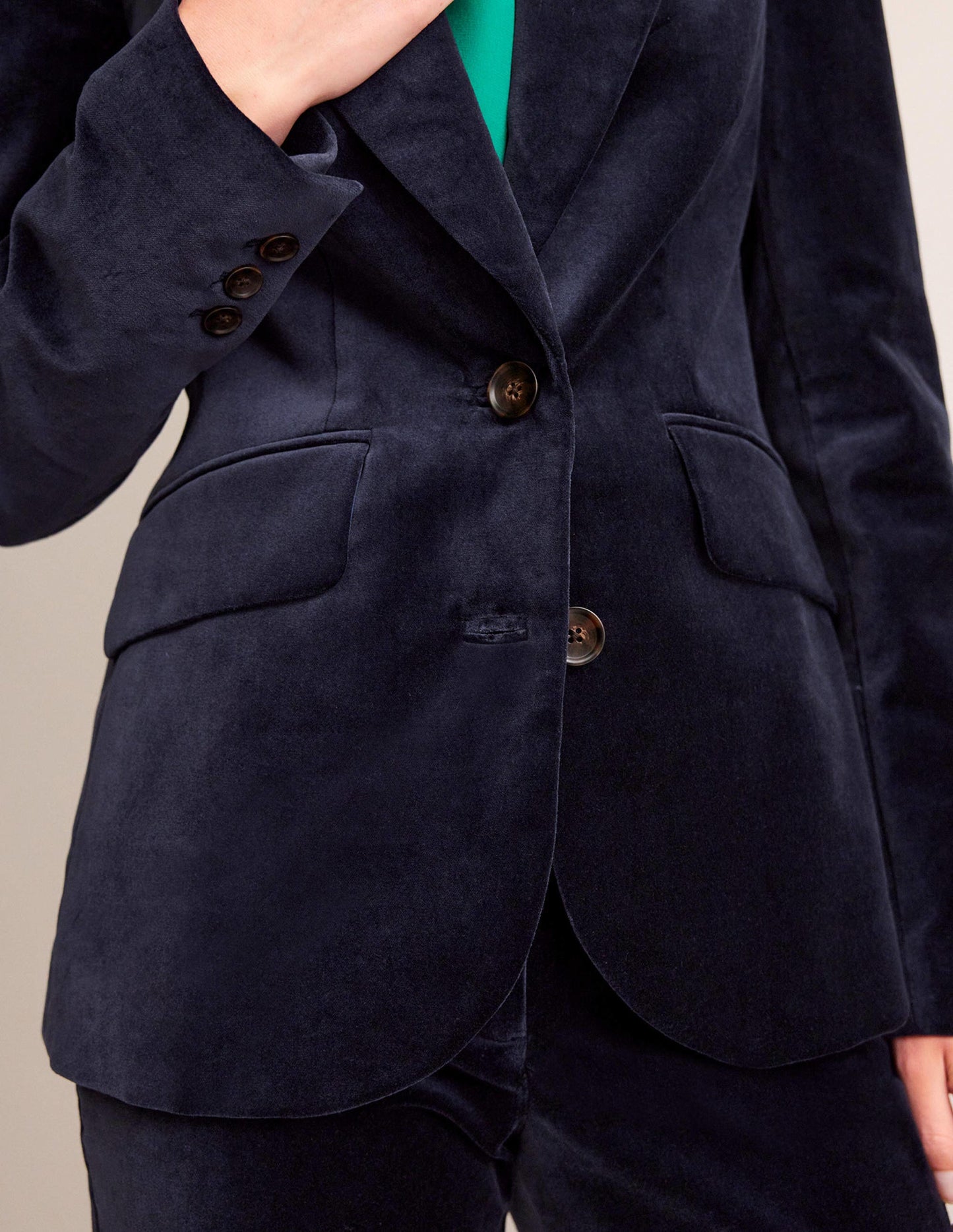 Marylebone Velvet Blazer-Navy