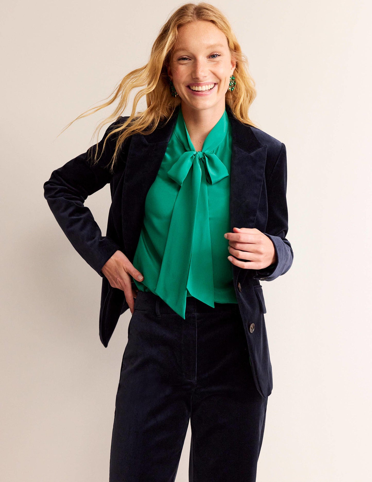 Marylebone Velvet Blazer-Navy