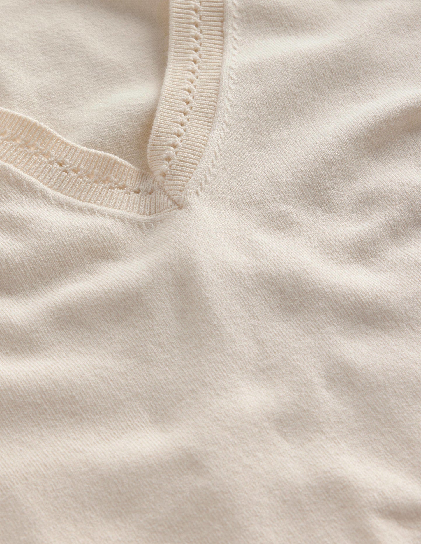 Catriona Cotton V-Neck Sweater-Warm Ivory