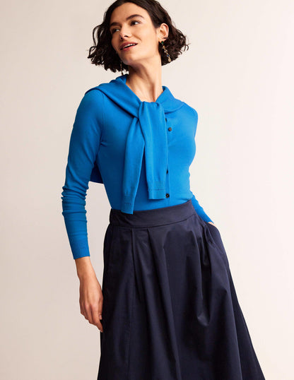 Catriona Cotton Cardigan-Brilliant Blue