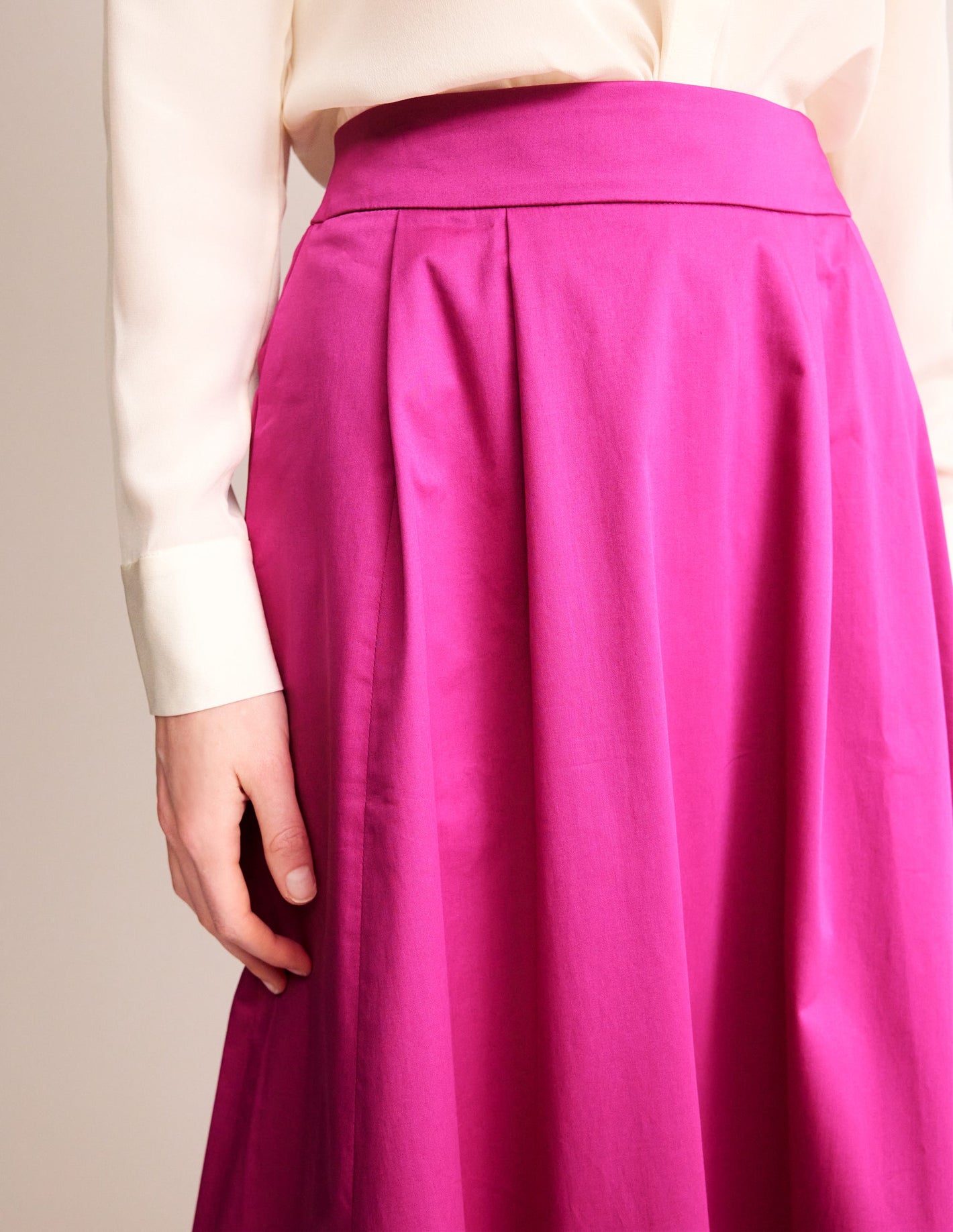 Isabella Cotton Sateen Skirt-Rose Violet