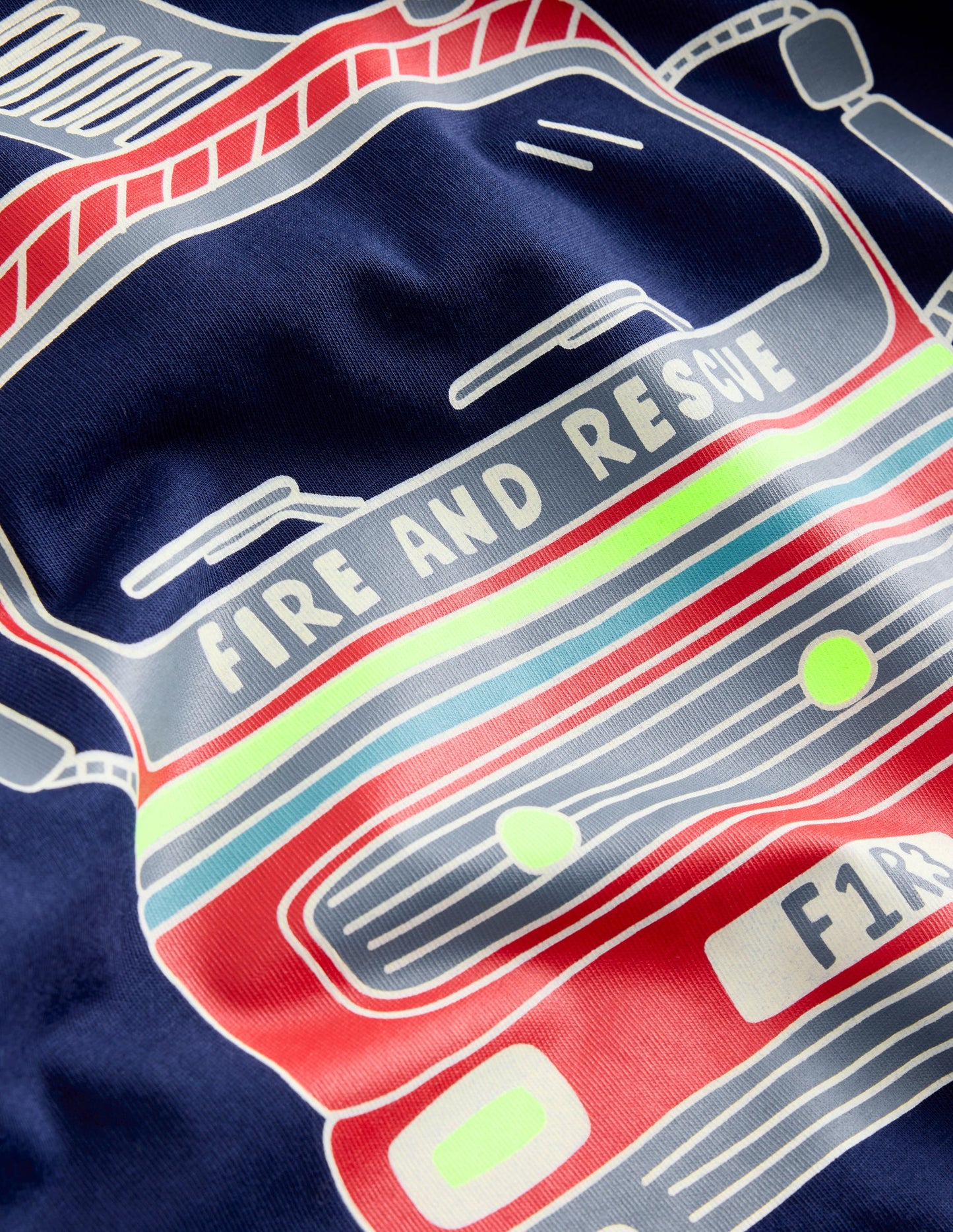 Glow-In-The-Dark T-Shirt-College Navy Fire Engine