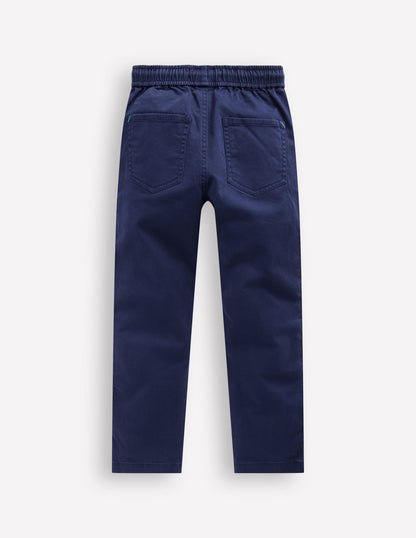 Slim Pull On Trousers-College Navy Twill