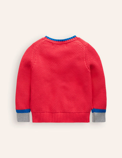 Chunky Cotton Jumper-Jam Red