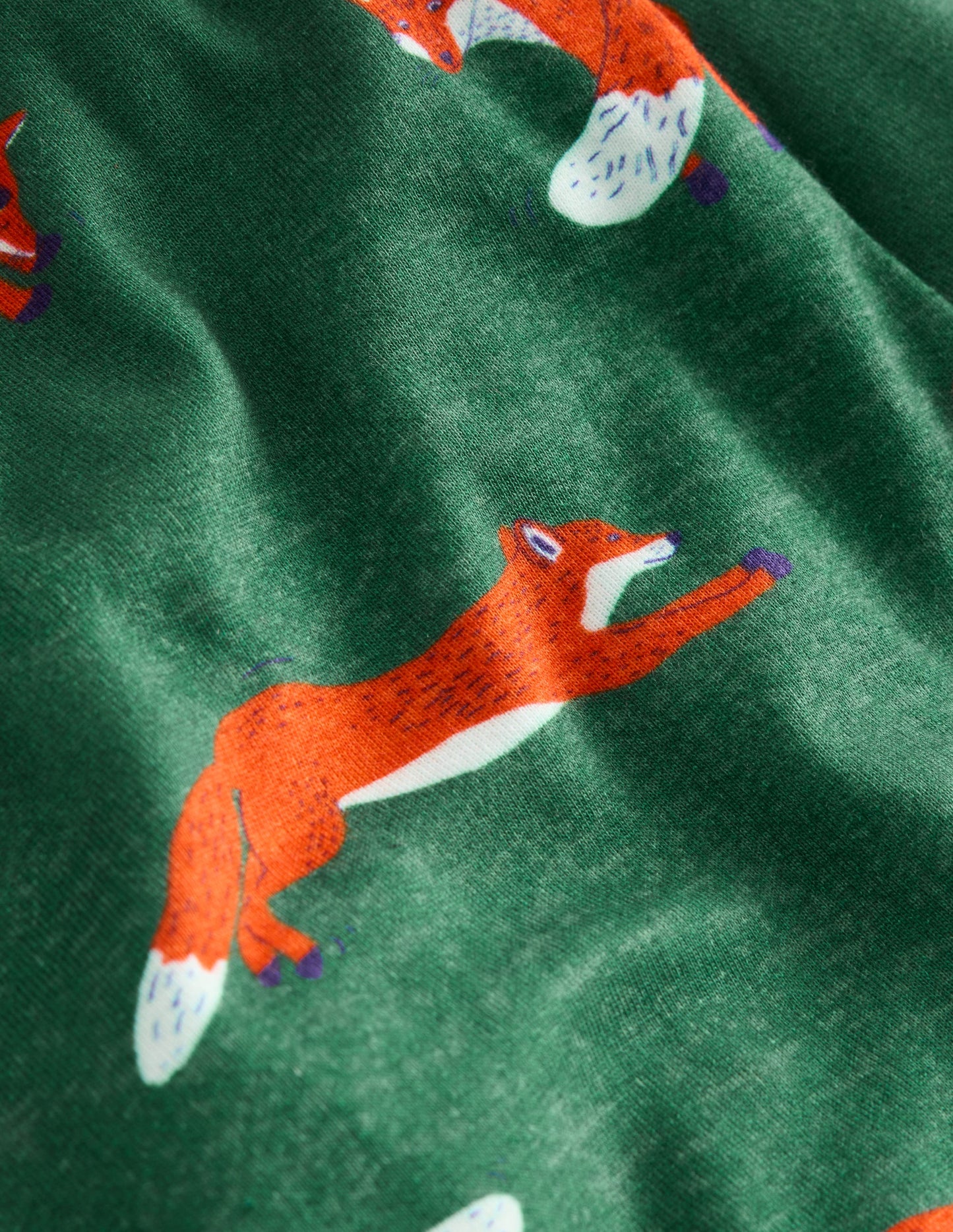 Snug Long John Pajamas-Jewel Green Foxes