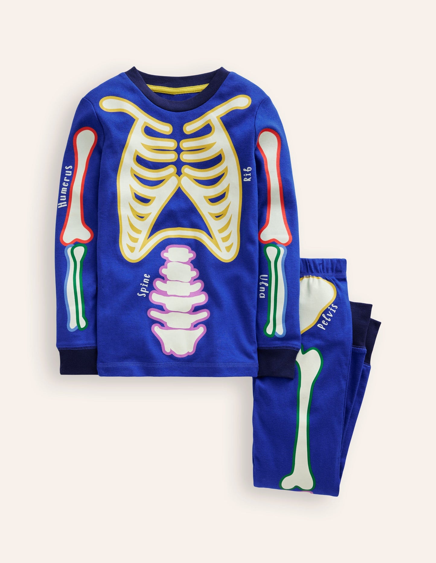 Snug Glow-In-The-Dark Pajamas-Blue Skeleton