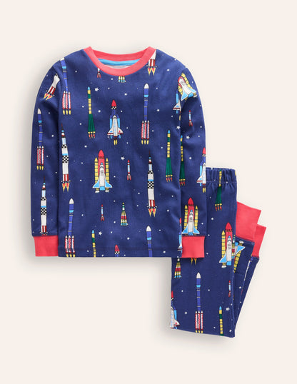 Snug Glow-In-The-Dark Pajamas-Starboard Blue Rockets