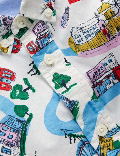 Printed Cotton Shirt-Multi London Town