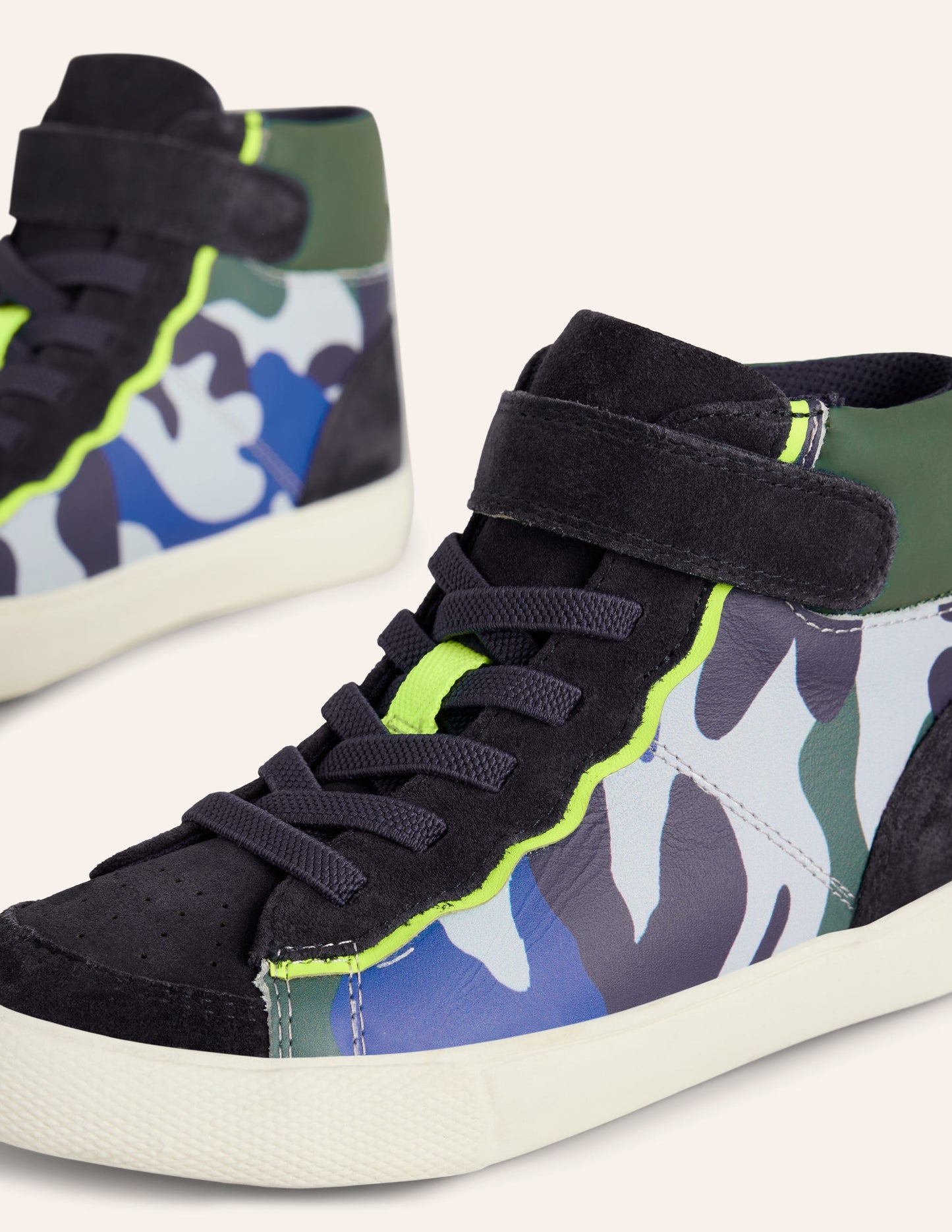 Leather High Tops-Kingfisher Blue Camo