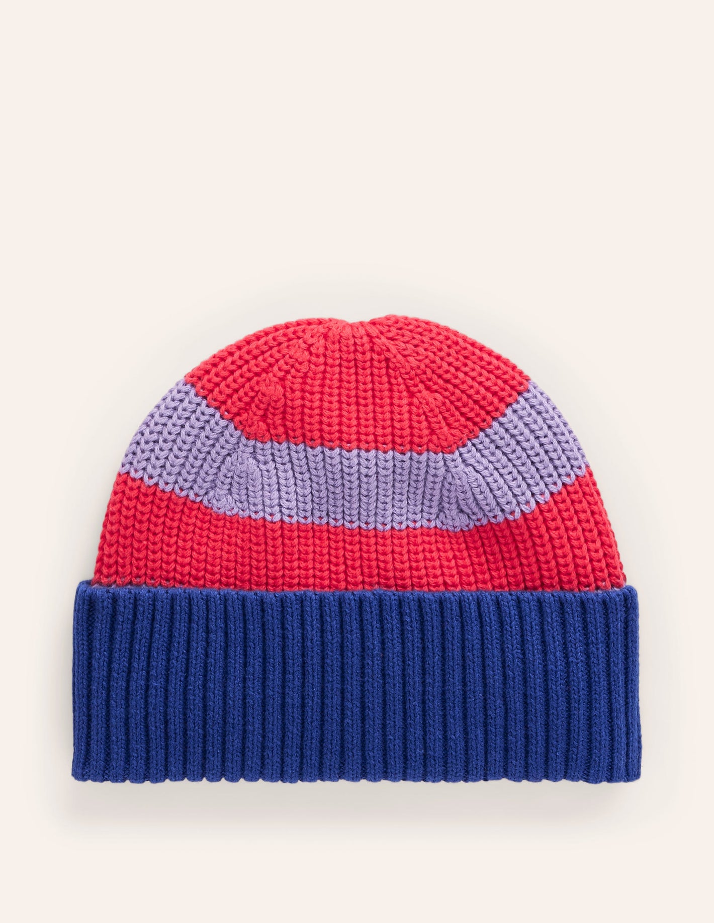 Colourblock Beanie-Terracotta Orange/Chalk Pink