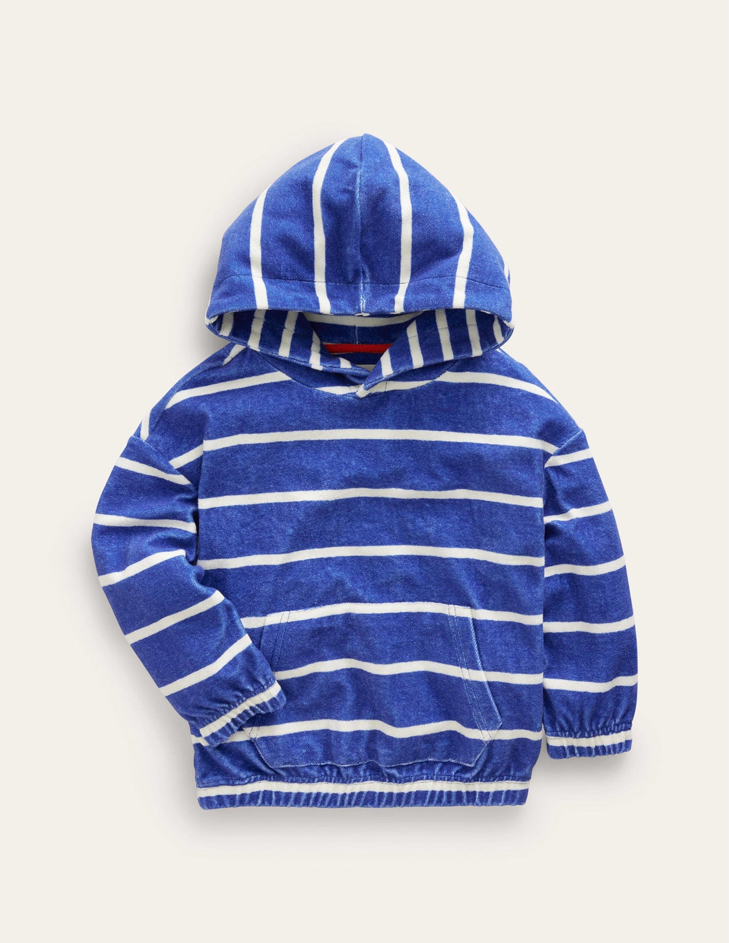 Towelling Hoodie-Sapphire Blue/Ivory Stripe