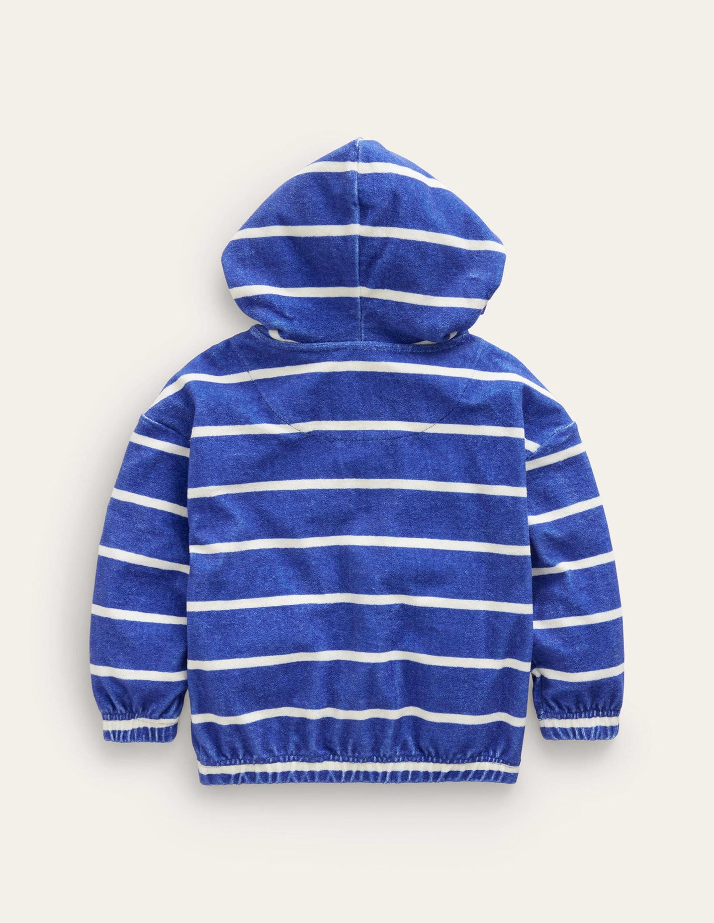 Towelling Hoodie-Sapphire Blue/Ivory Stripe