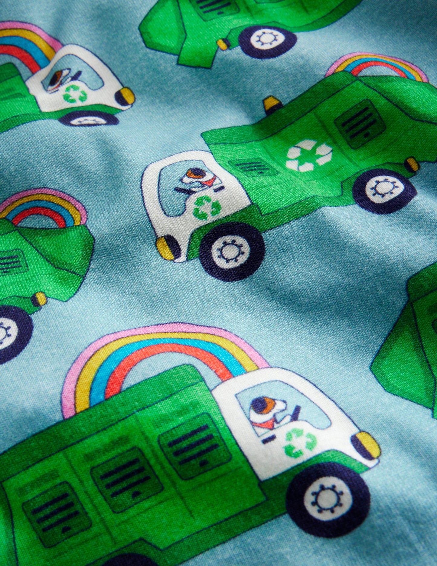 Snug Short John Pajamas-Green Recycling Trucks