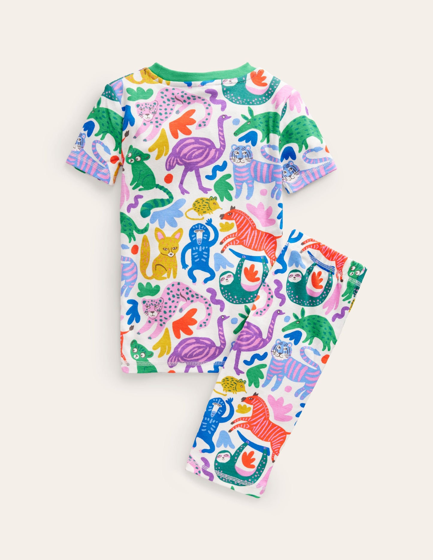 Snug Short John Pajamas-Multi Safari Friends