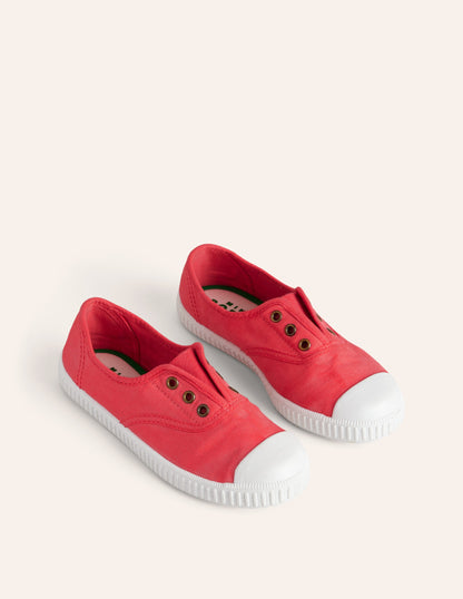 Laceless Canvas Pull-ons-Jam Red