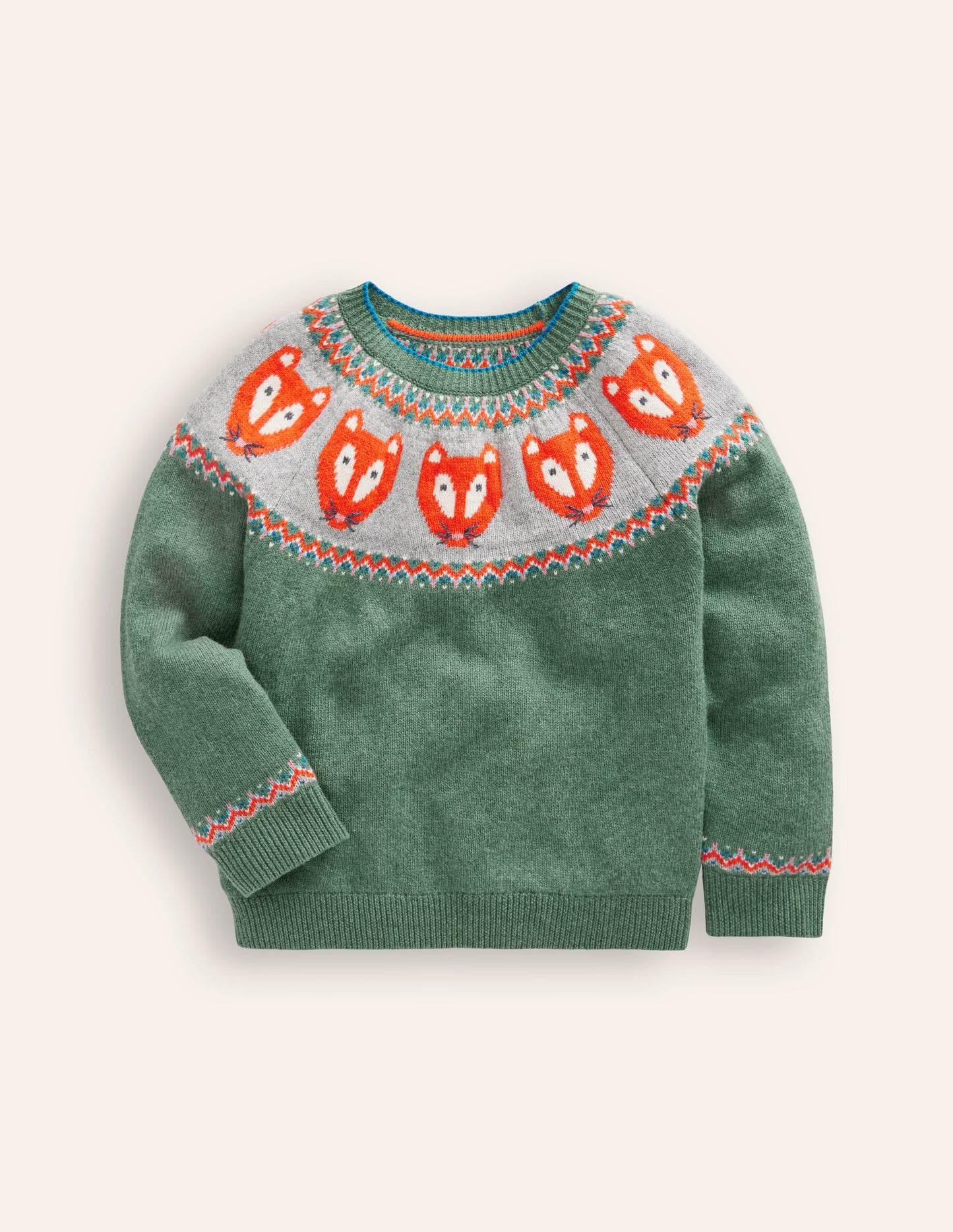 Fair Isle Sweater-Spruce Green Marl