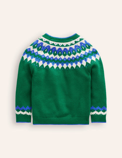 Fair Isle Sweater-Ivy Green