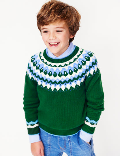 Fair Isle Sweater-Ivy Green