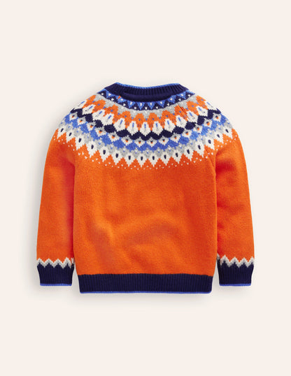 Fair Isle Sweater-Terracotta Orange