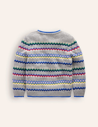 Fair Isle Sweater-Grey Marl