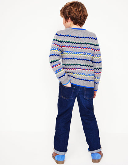 Fair Isle Sweater-Grey Marl